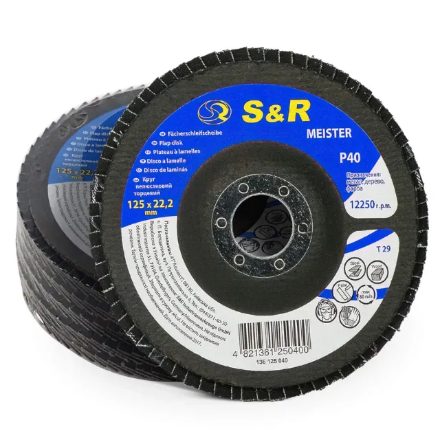 S&R Dischi Lamellari 125 mm Grana 40 per Smerigliatrice 5pz