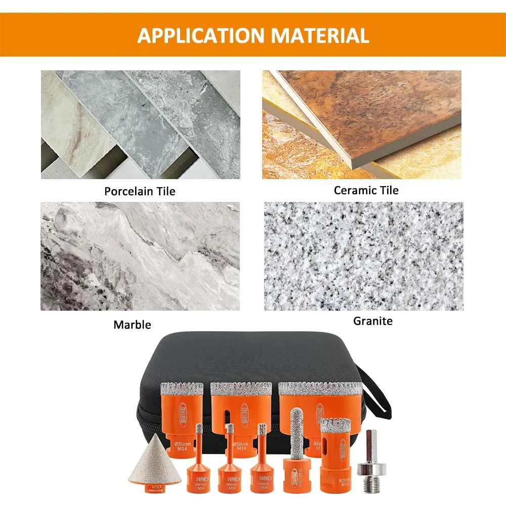 BGTEC kit frese diamantate M14 10 pezzi gres piastrelle