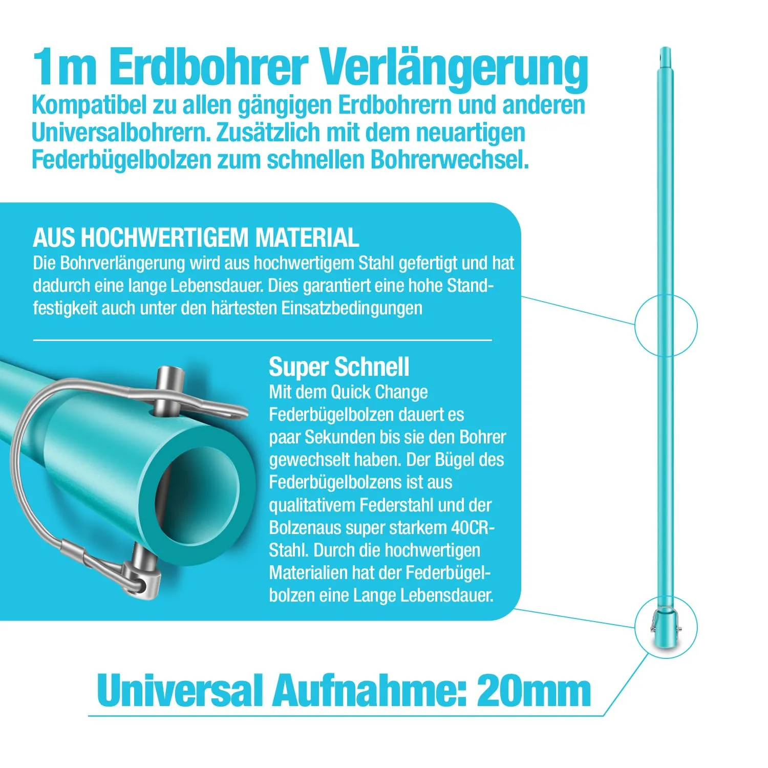 Brunnental prolunga trivella 5 m set 5 aste attacco 20 mm