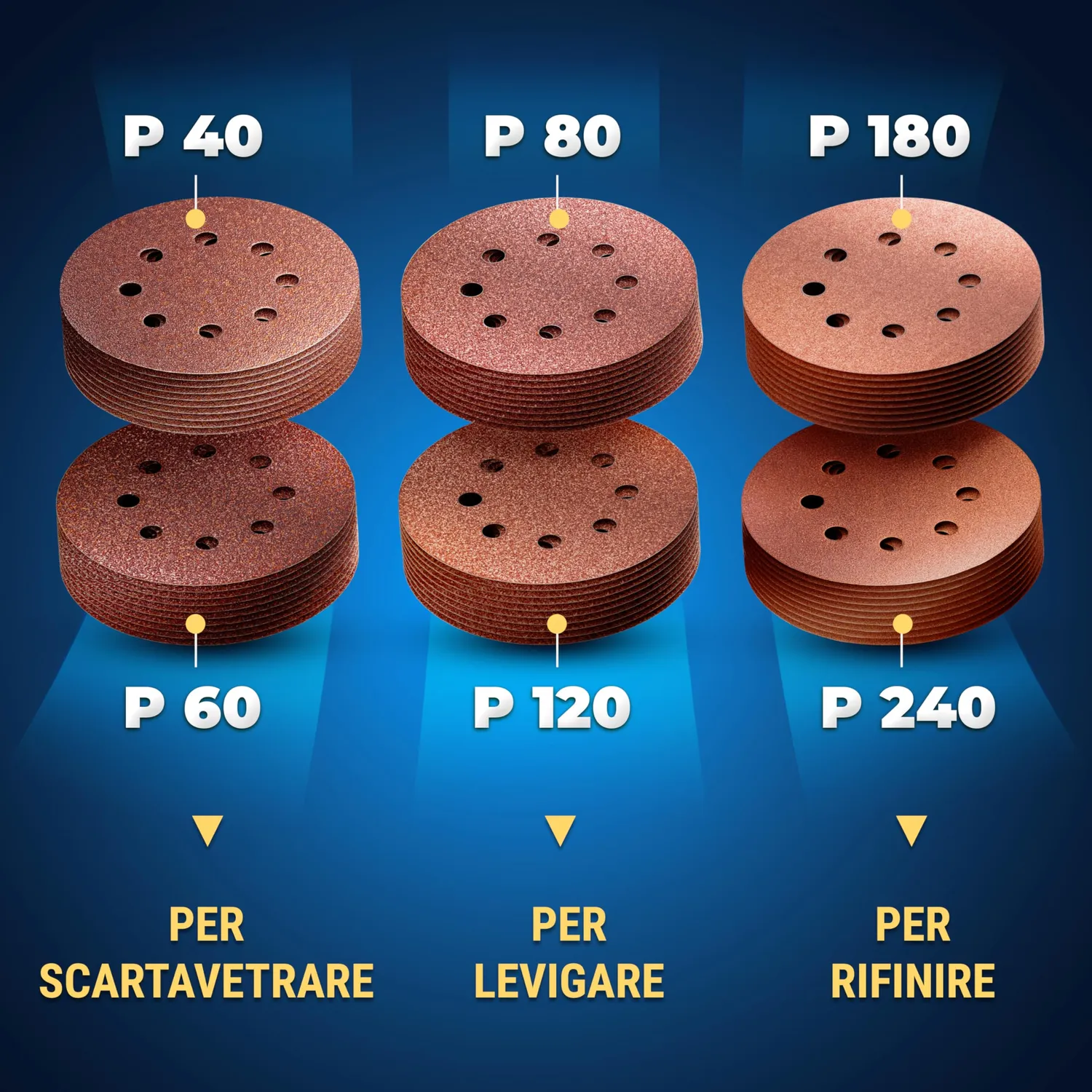 S&R 60 Dischi Abrasivi 125 mm P40-P240 per Orbitale