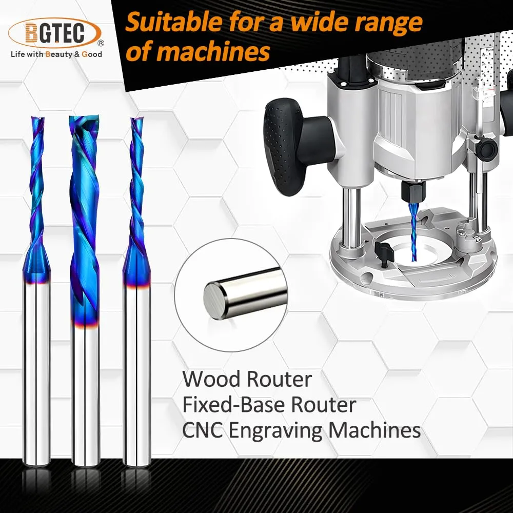BGTEC fresa CNC down cut 3 mm gambo 6,35 mm 1 pezzo nano