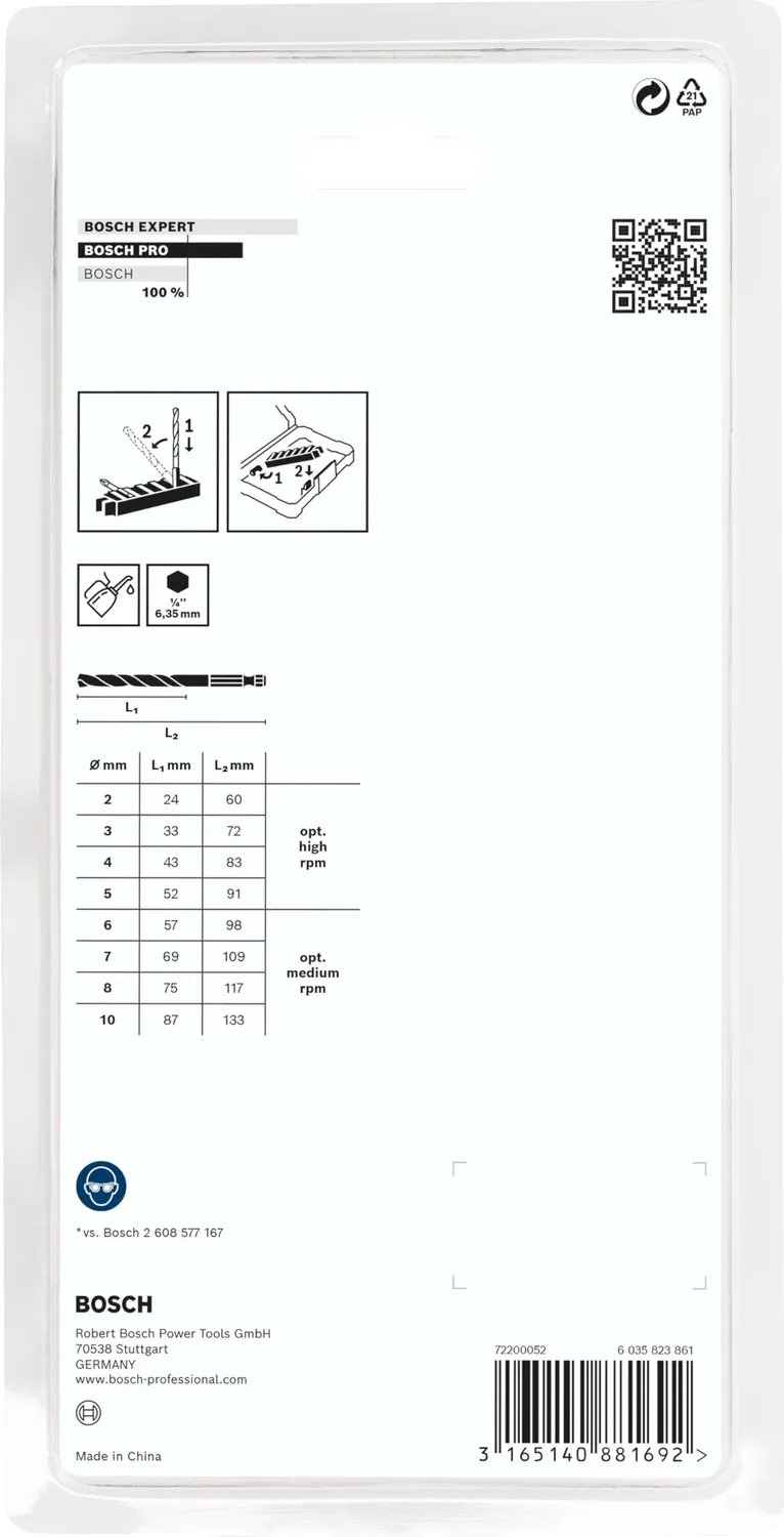 Bosch Expert PRO Metal set punte metallo 8 pz HSS-G Impact