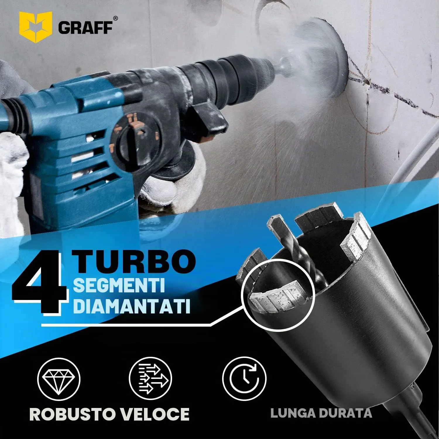 Graff Sega a Tazza Diamantata 68 mm SDS Plus per Cemento