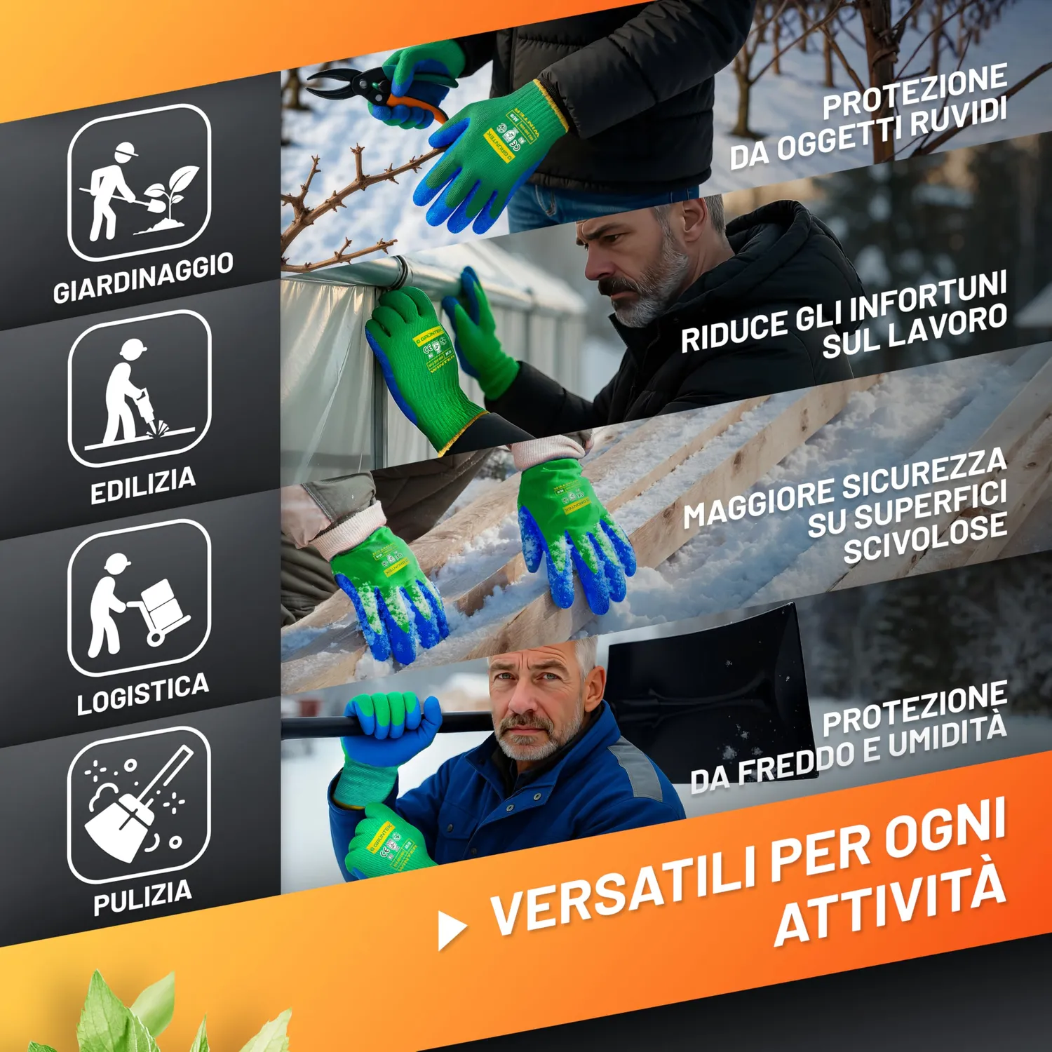 Grüntek Guanti Lavoro Invernali L/9 Lattice 4 Paia