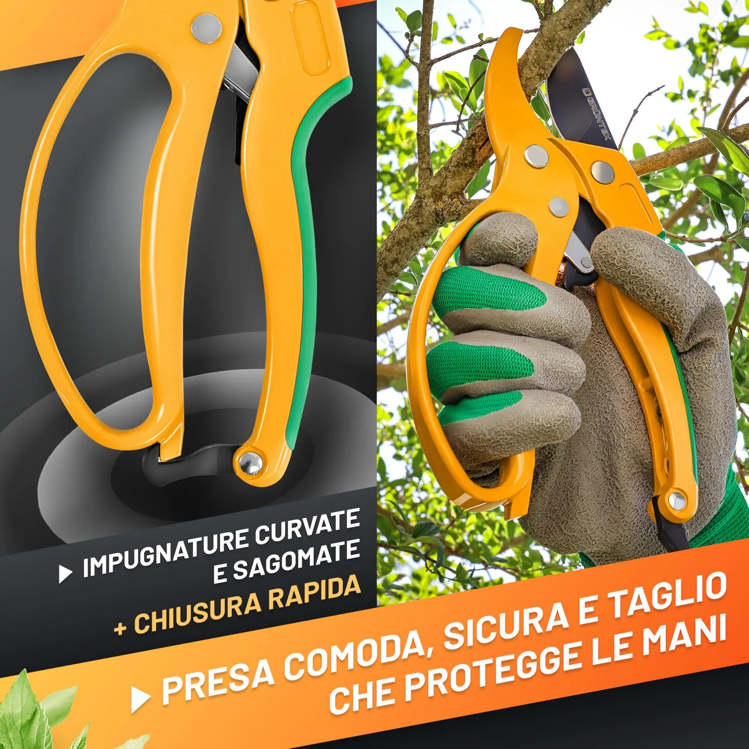 Grüntek Gufo Forbici Potatura a Cricchetto 20,5 cm fino 24 mm