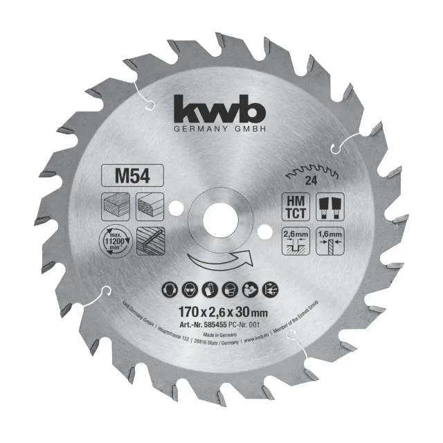 KWB 585455 lama circolare 170x30 mm 24 denti