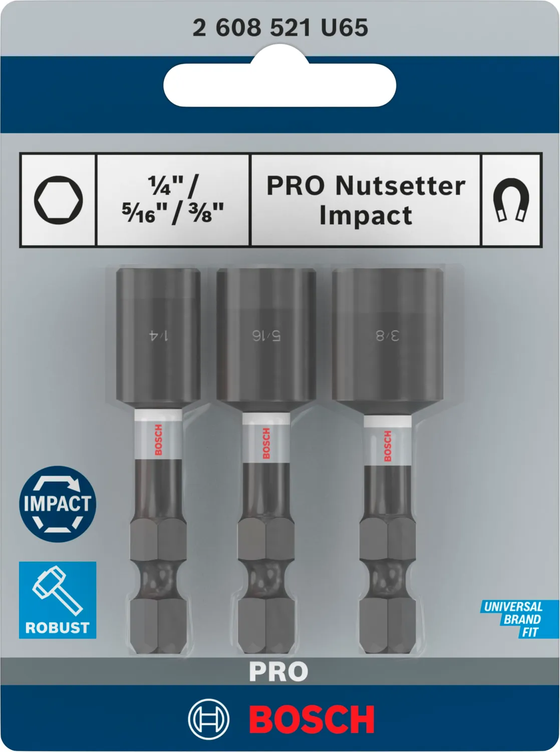 Bosch Expert PRO Impact bussola 50 mm set 3 pezzi 1/4-3/8
