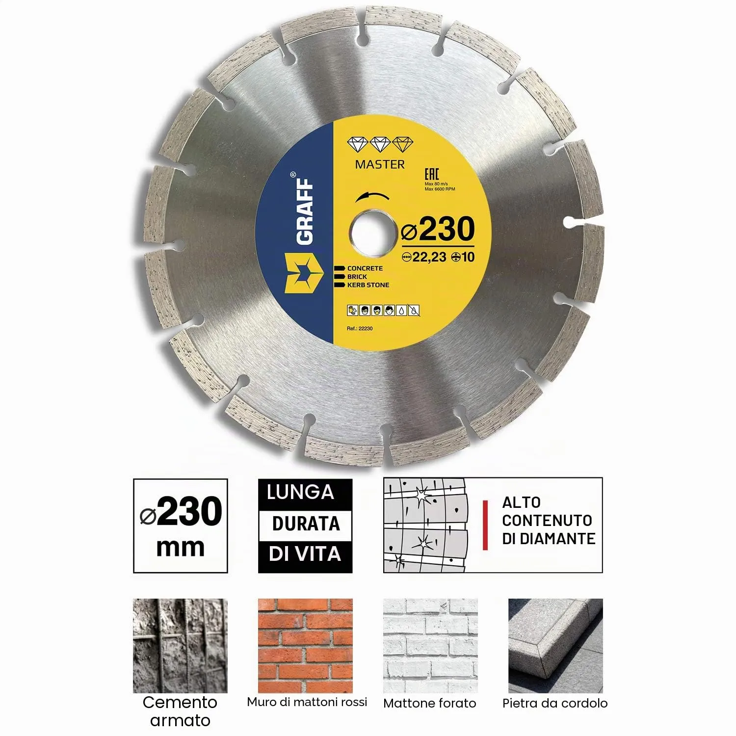 Graff disco diamantato 230 mm per cemento segmento 10 mm