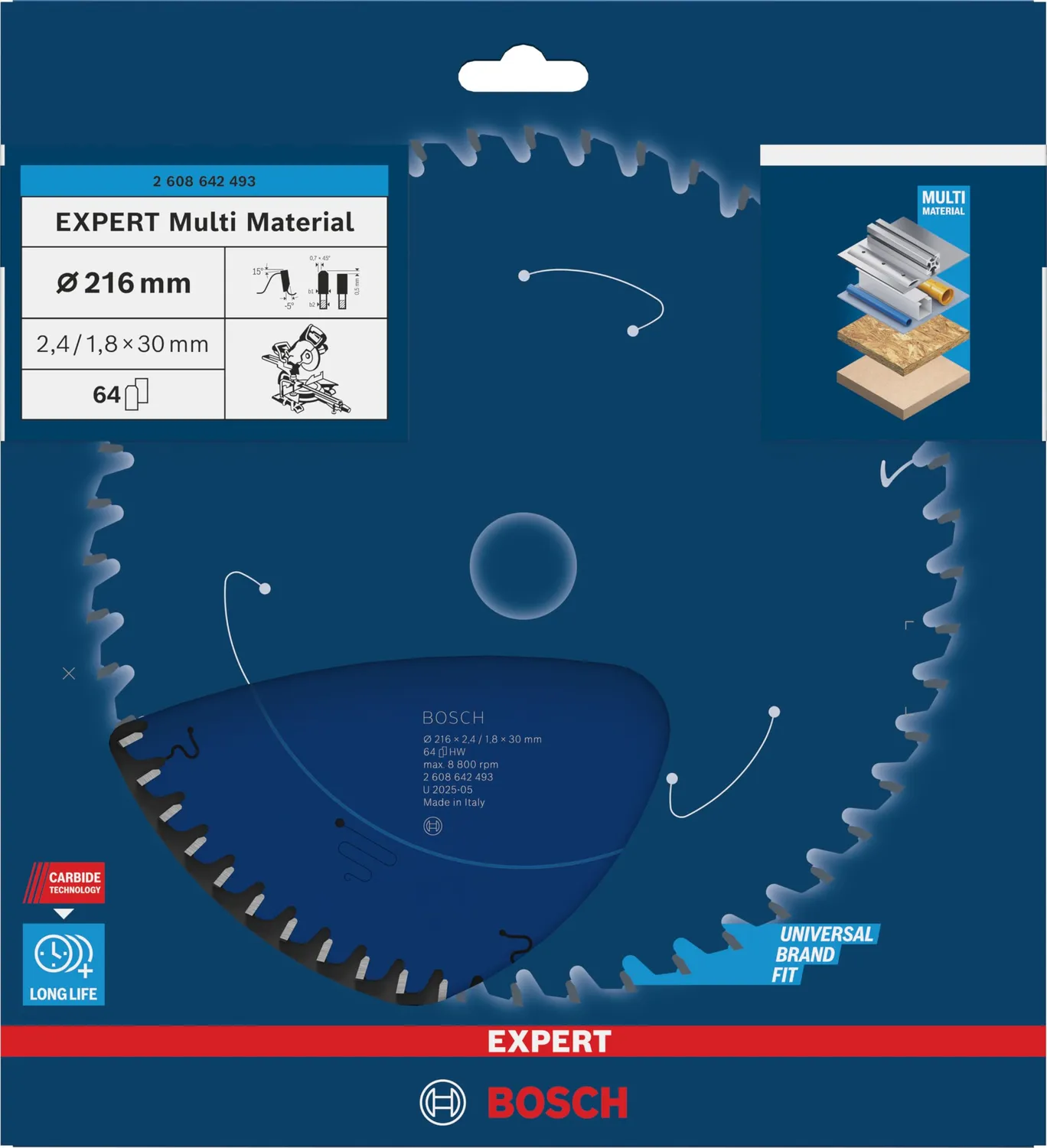 Bosch Expert Multi Material lama circolare 216x30 mm 64 denti