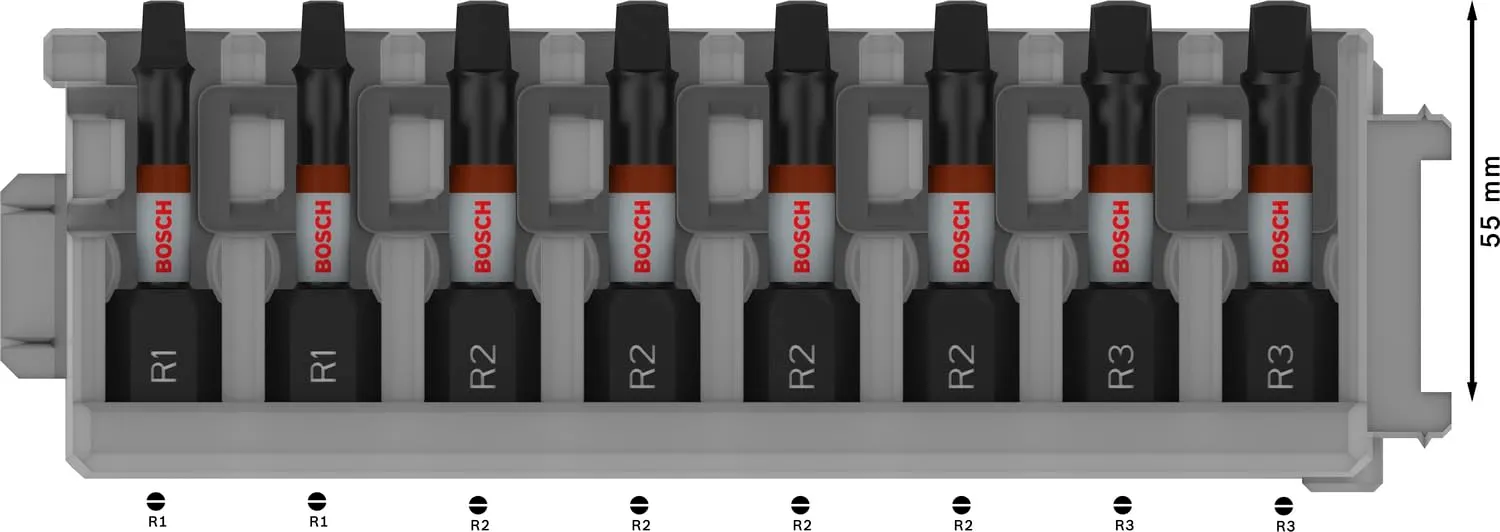 Bosch Expert PRO Robertson bit R1/R2/R3 8pz 55mm impact