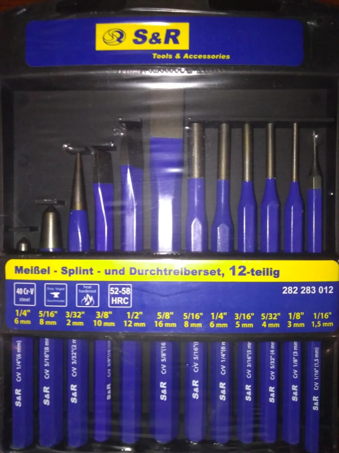 S&R Set 12pz scalpelli cacciaspine acciaio CR-V