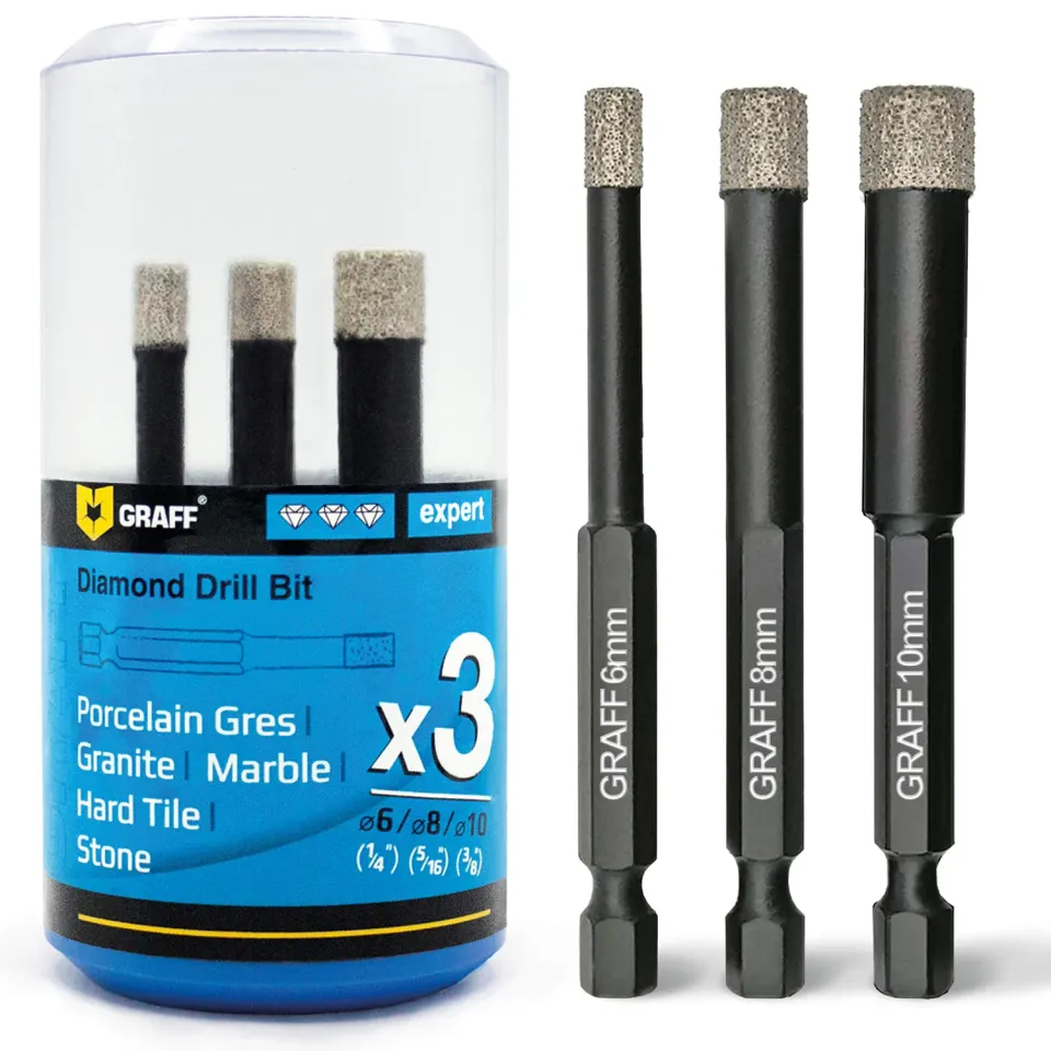 Graff punte diamantate gres 6-8-10 mm esagonali 3 pezzi