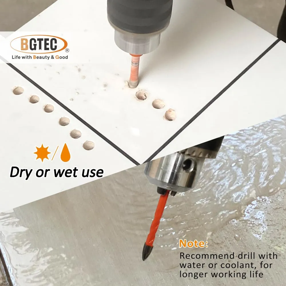 BGTEC Set7 punte diamantate 10 mm 5 pezzi a secco
