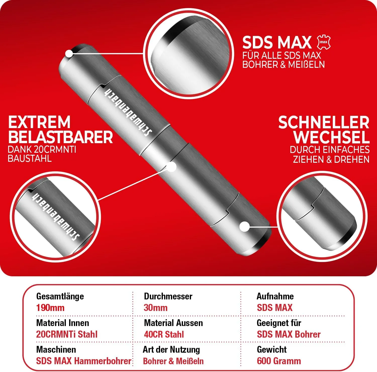 Schwabenbach SDS-Max su SDS-Max adattatore mandrino acciaio