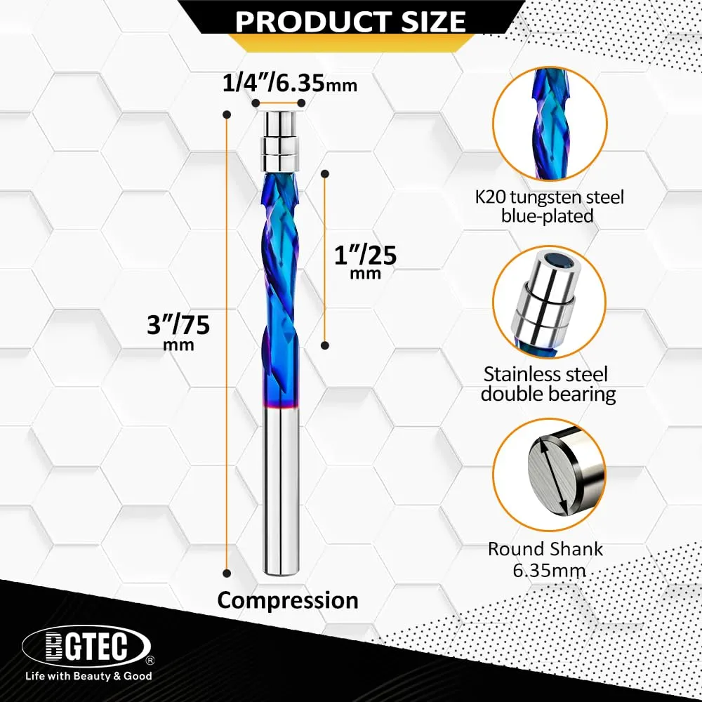 BGTEC fresa a spirale compressione 6 mm metallo duro