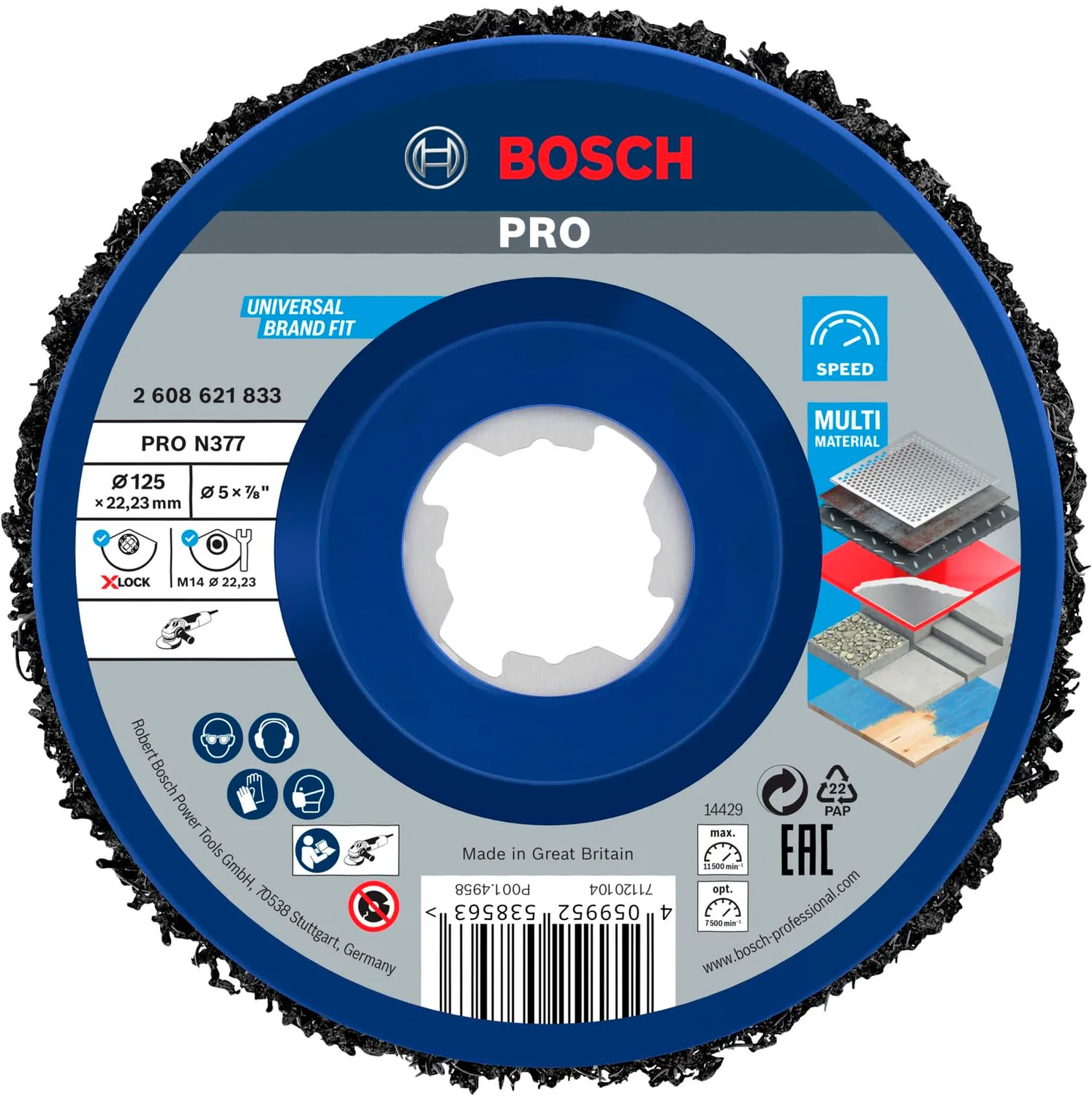 Bosch Expert N377 Disco Pulitura X-Lock 115 mm Metallo