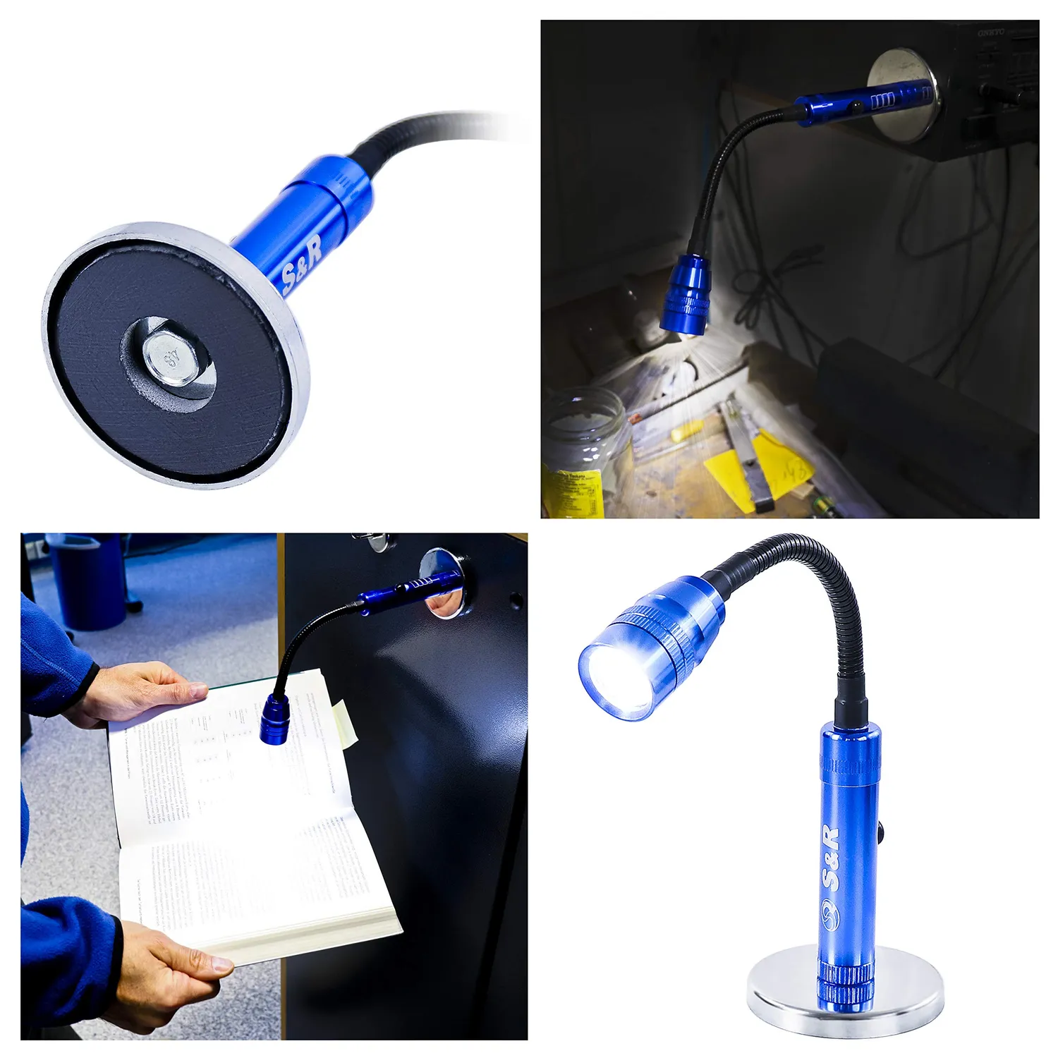 S&R Lampada ispezione LED magnetica 3 LED flessibile