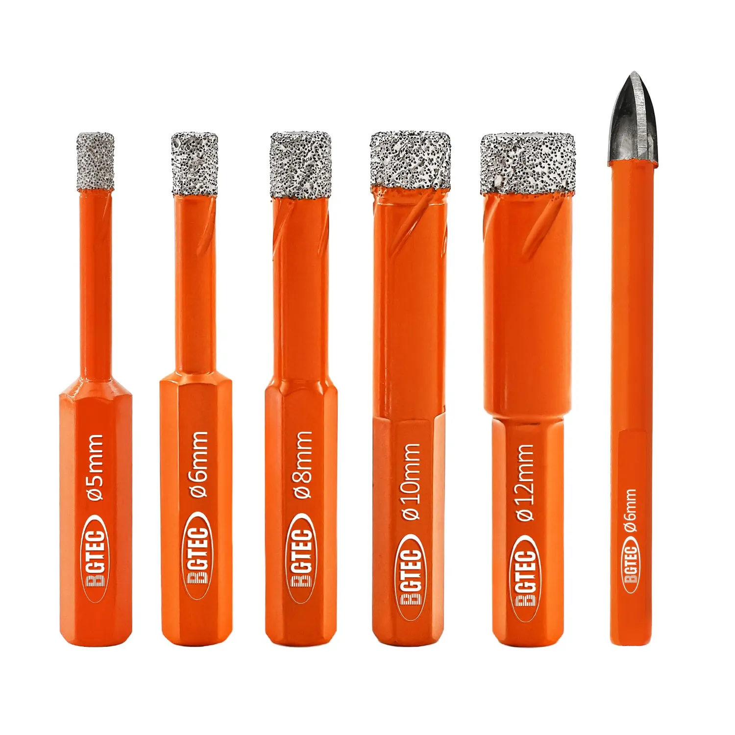 BGTEC S1 set 6 punte diamantate 6 mm a secco