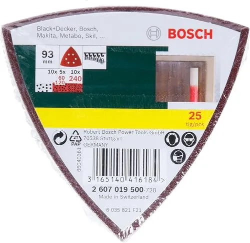 Bosch foglio abrasivo delta 93 mm 25 pz P60/120/240