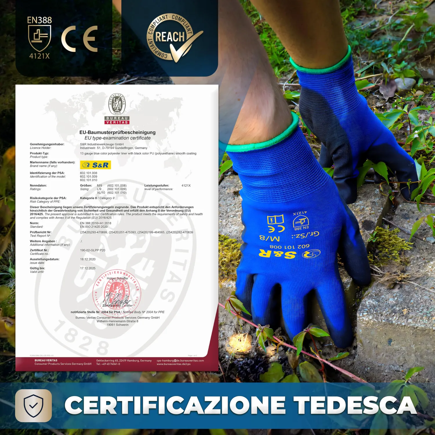 S&R Guanti Lavoro PU 12 Paia XL 10 Leggeri