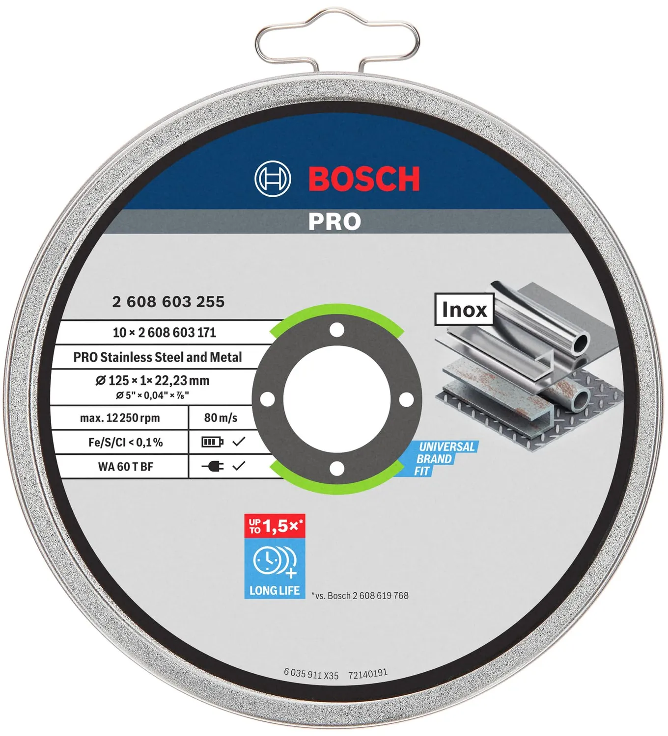 Bosch Standard for Inox disco da taglio 125 mm 10 pezzi