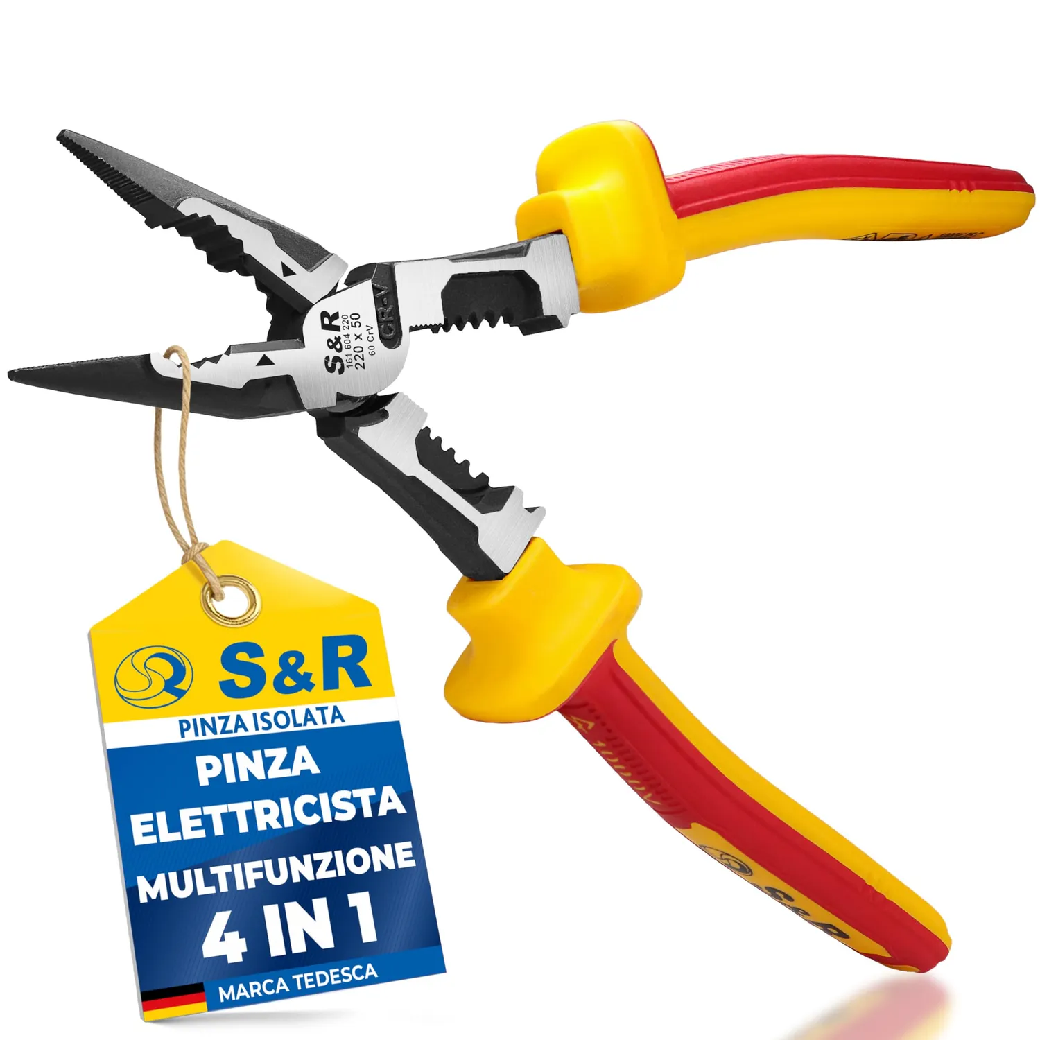 S&R pinza becco lungo curvo 200 mm VDE 1000V
