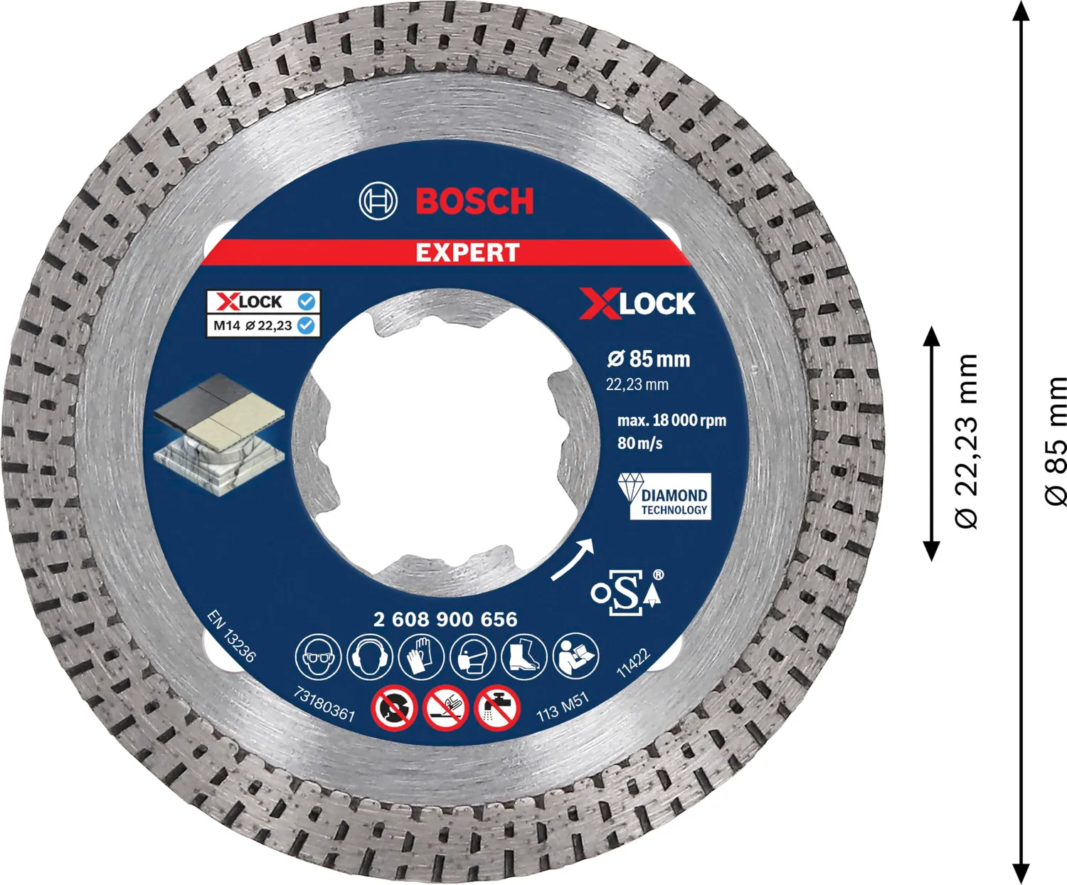 Bosch Expert Hard Ceramic Disco Diamantato 85mm X-Lock Gres