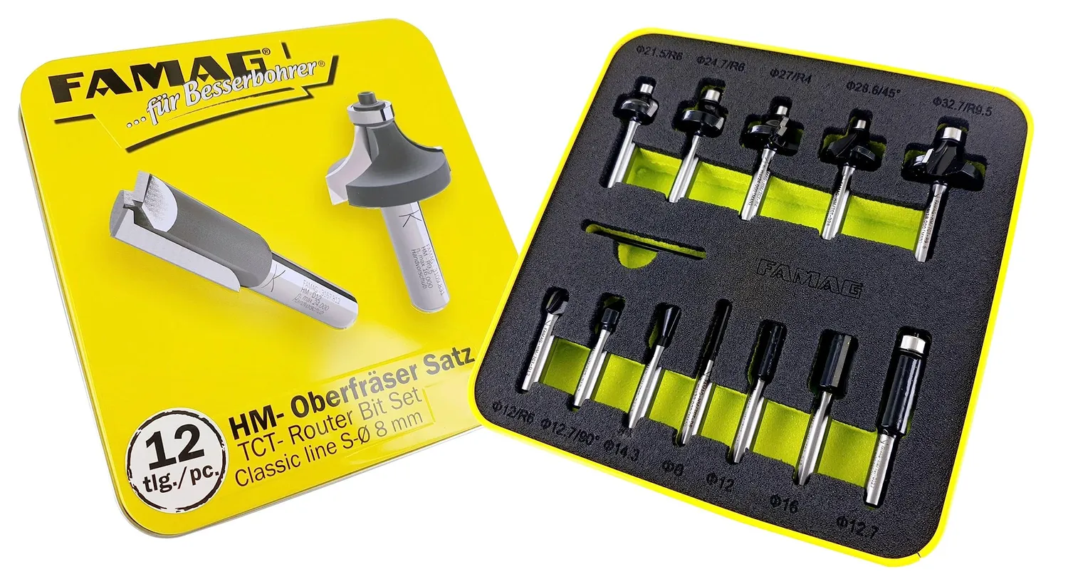 Famag 338281200 Profi Line set frese HM 12 pezzi 8 mm