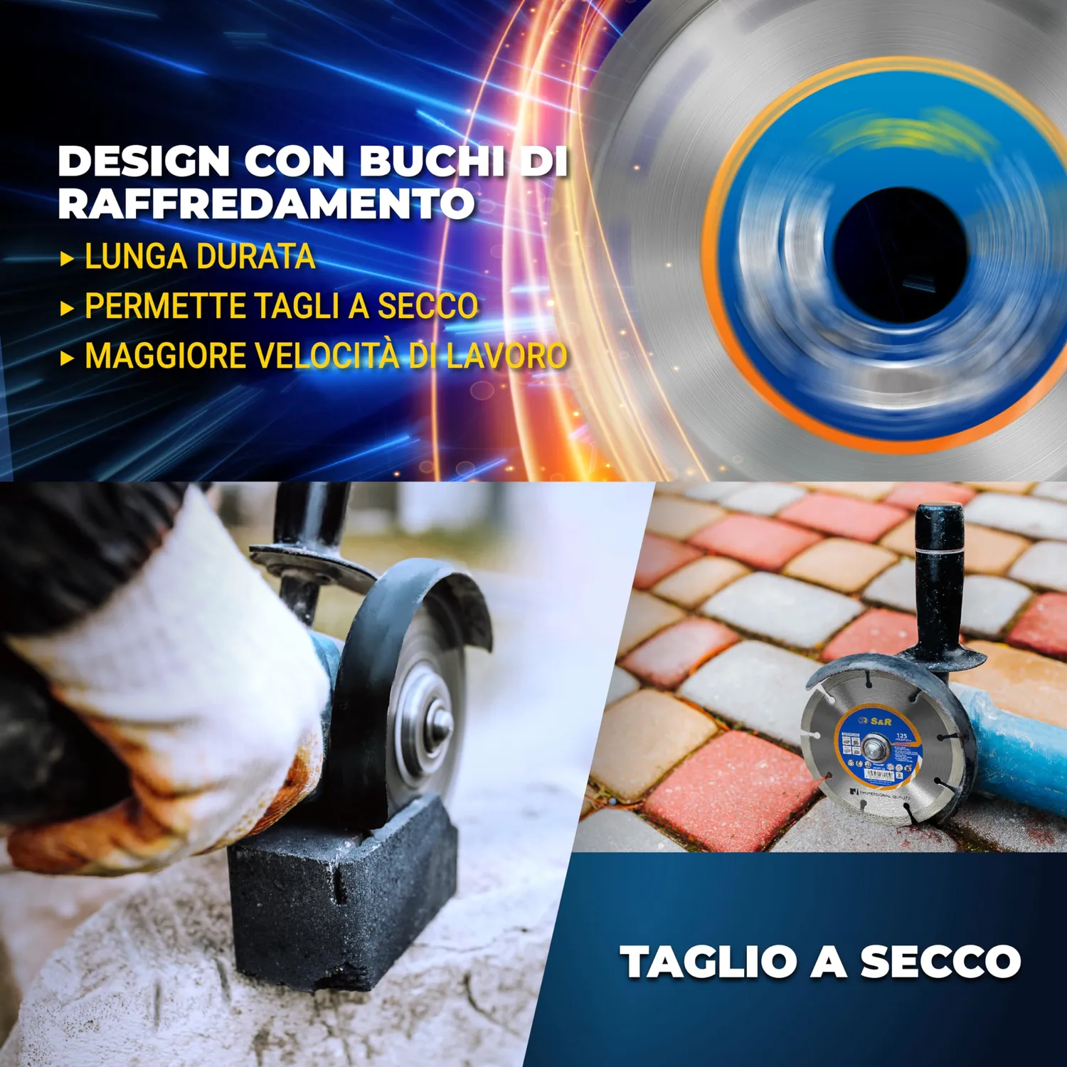 S&R Segment Disco Diamantato 125 x 22,2 mm Cemento