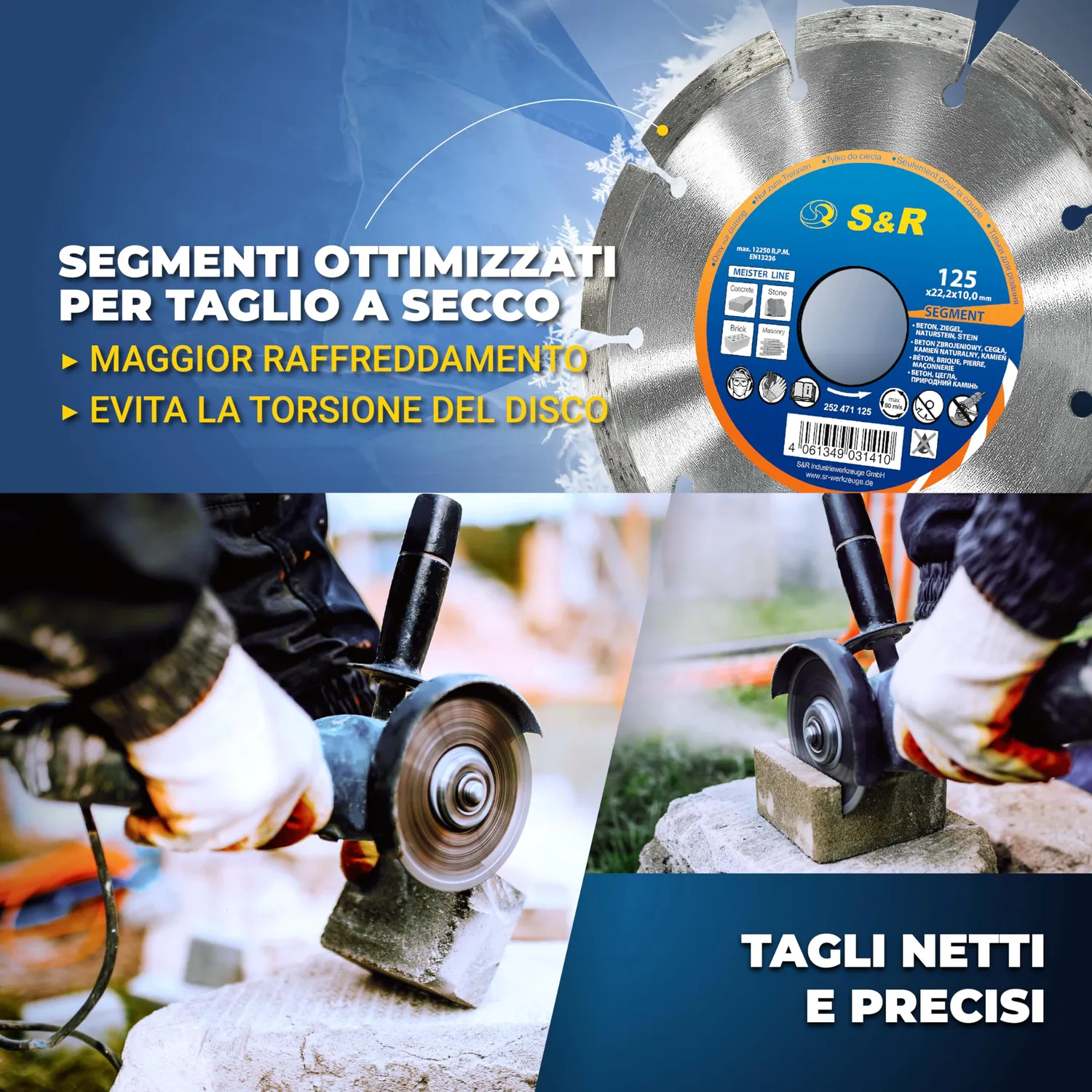 S&R Segment Disco Diamantato 125 x 22,2 mm Cemento