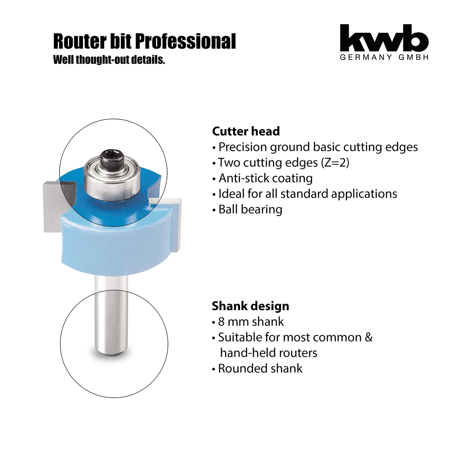 KWB 7562-20 Fresa HM legno 31,7 mm gambo 8 mm