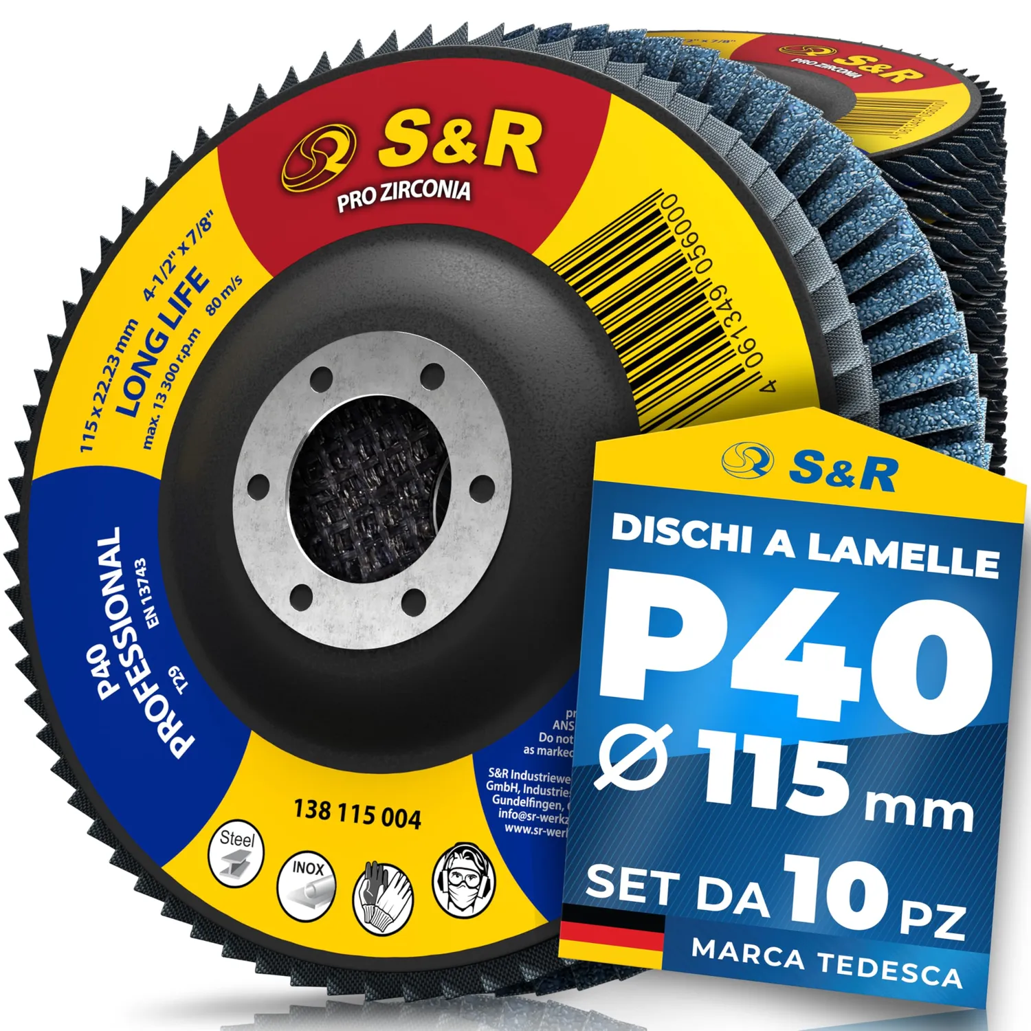 S&R dischi lamellari 115mm grana 120 zirconio 10 pz