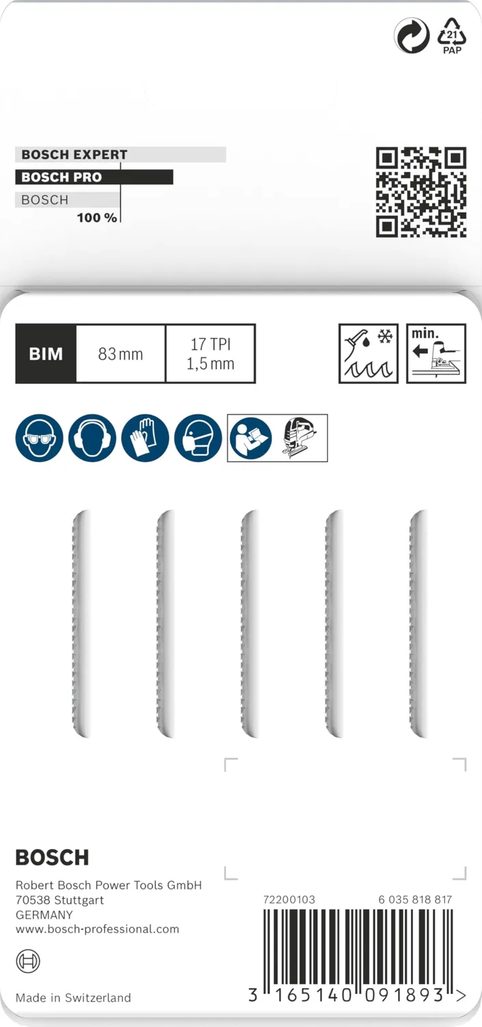 Bosch Expert T118EOF lame seghetto alternativo 5 pezzi metallo