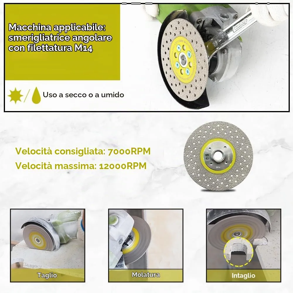 SANLEETEK Disco Diamantato 125mm M14 Doppia Faccia per Marmo