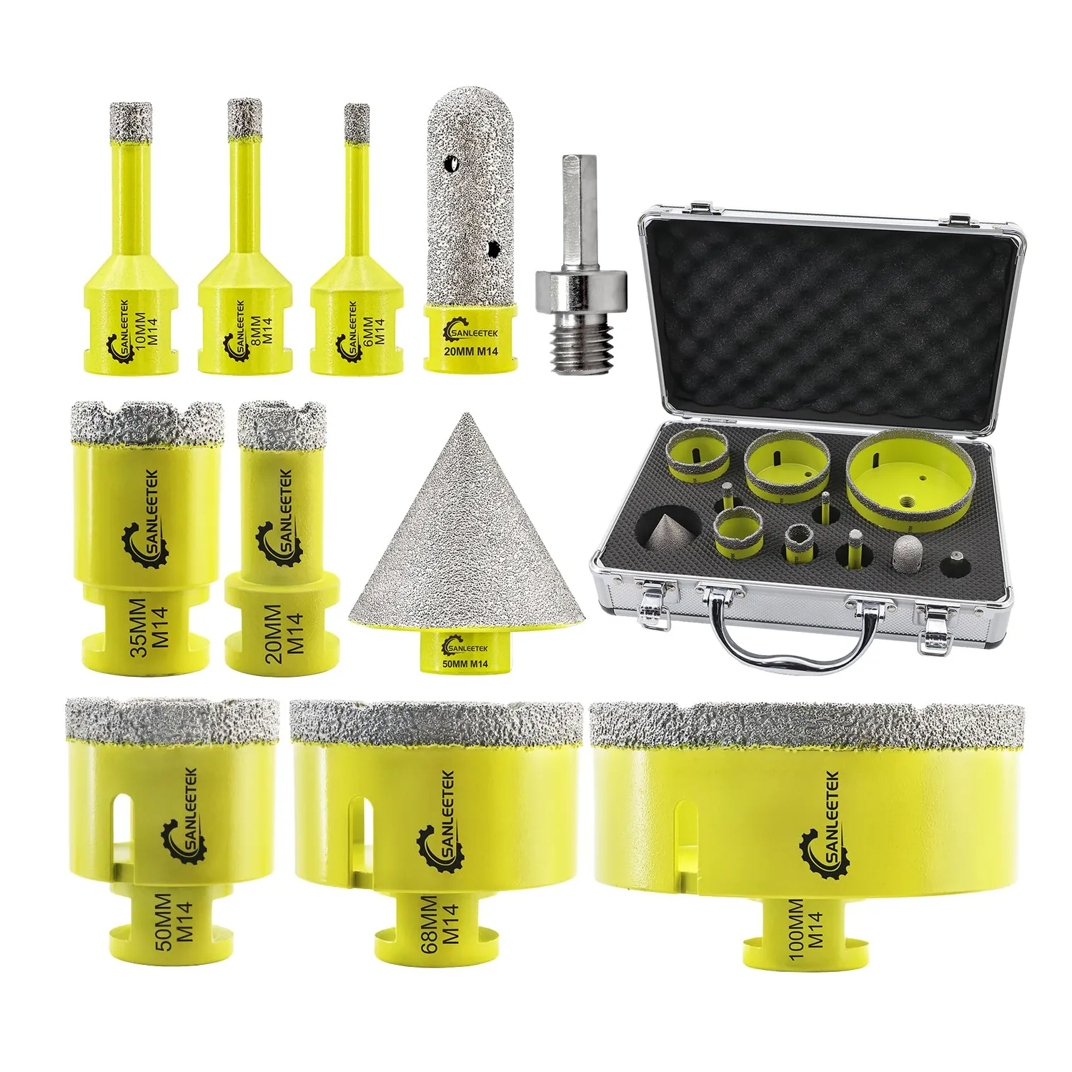 Sanleetek BOX5 frese diamantate M14 8 pezzi per gres e marmo