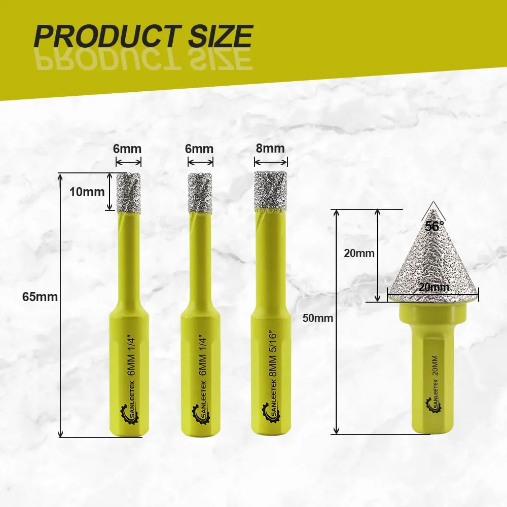 SANLEETEK punte diamantate gres 5 pz 6-20 mm a secco