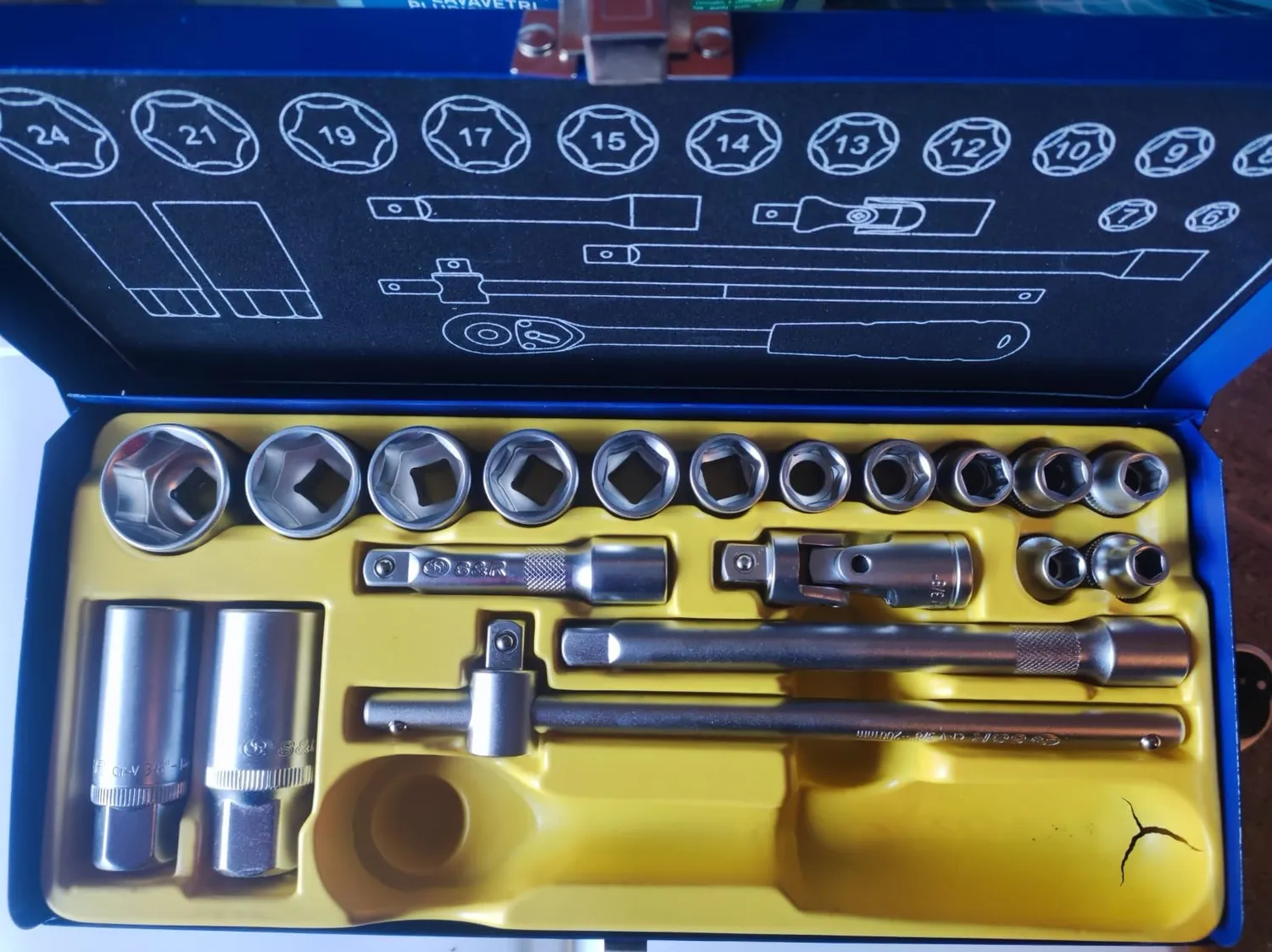 S&R Set chiavi bussola 3/8" 20pz 6-24mm candele CrV