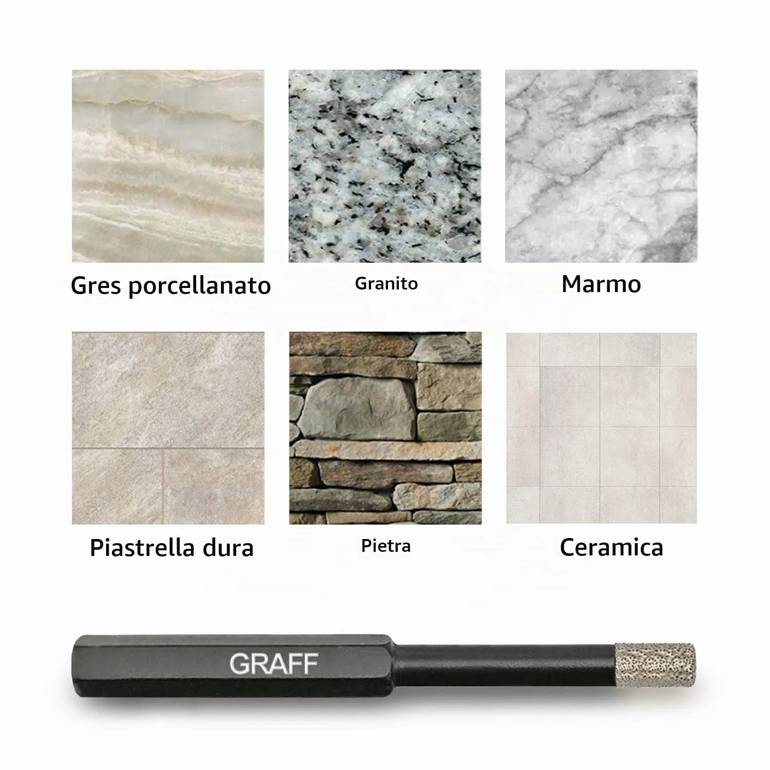 Graff punta diamantata 5 mm gres codolo esagonale