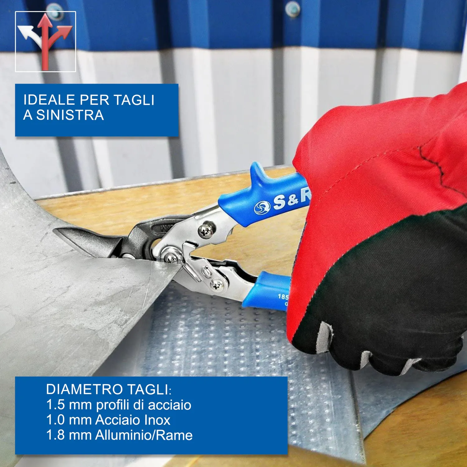 S&R cesoie lamiera taglio sinistra 260 mm Cr-Mo