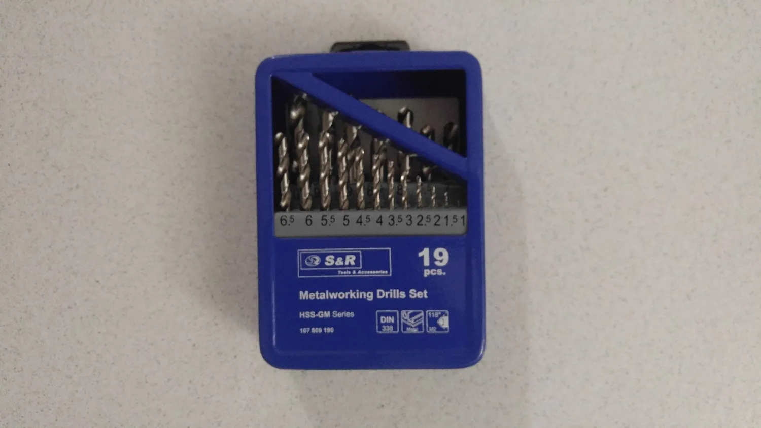 S&R set 19 punte metallo HSS 1-10 mm cassetta