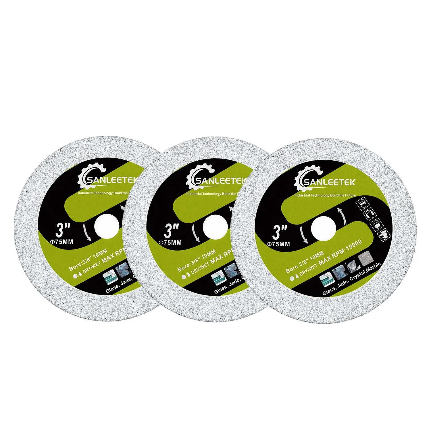 Sanleetek disco diamantato vetro 125 mm 3 pezzi sottile