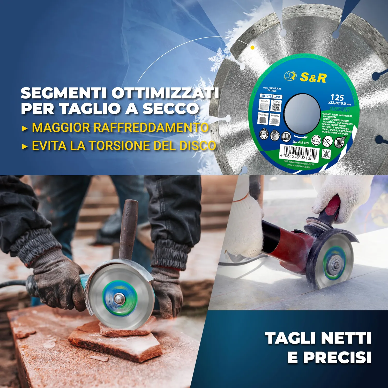 S&R disco diamantato 125 mm segmentato per cemento pietra