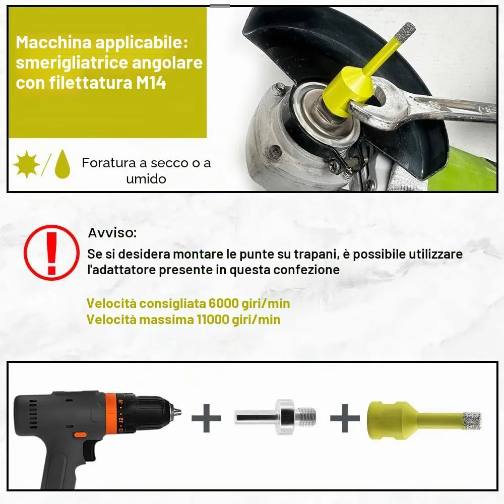 Sanleetek punte diamantate gres M14 Set 6 pezzi
