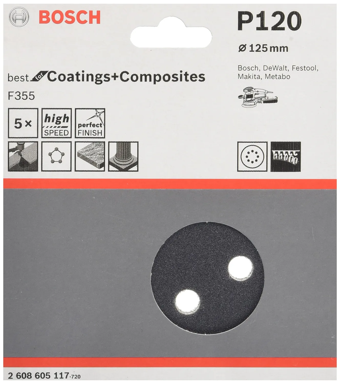 Bosch Expert PRO F355 disco levigatura grana 80 metallo 5pz