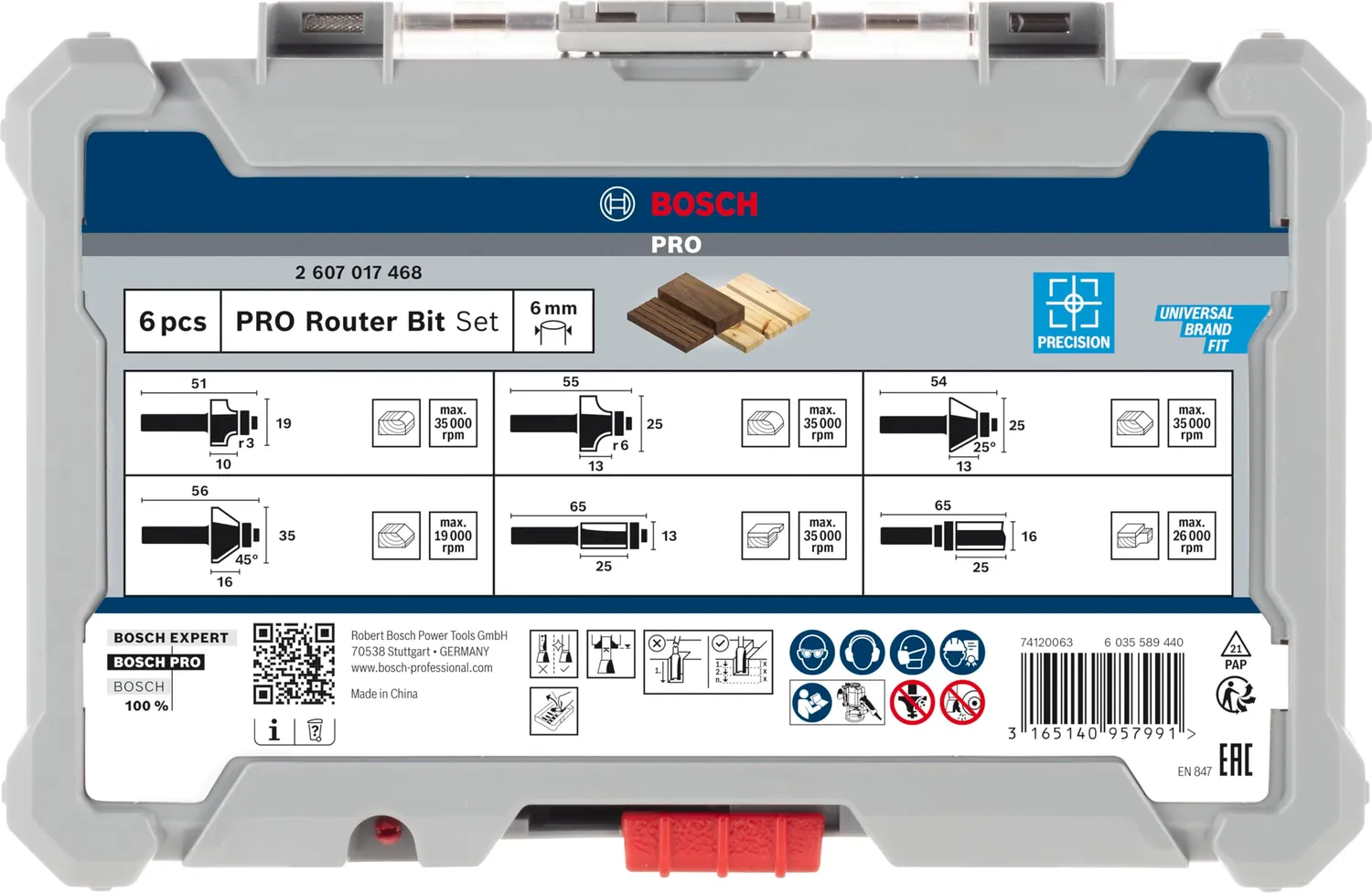 Bosch Expert set frese per legno codolo 6 mm 6 pz