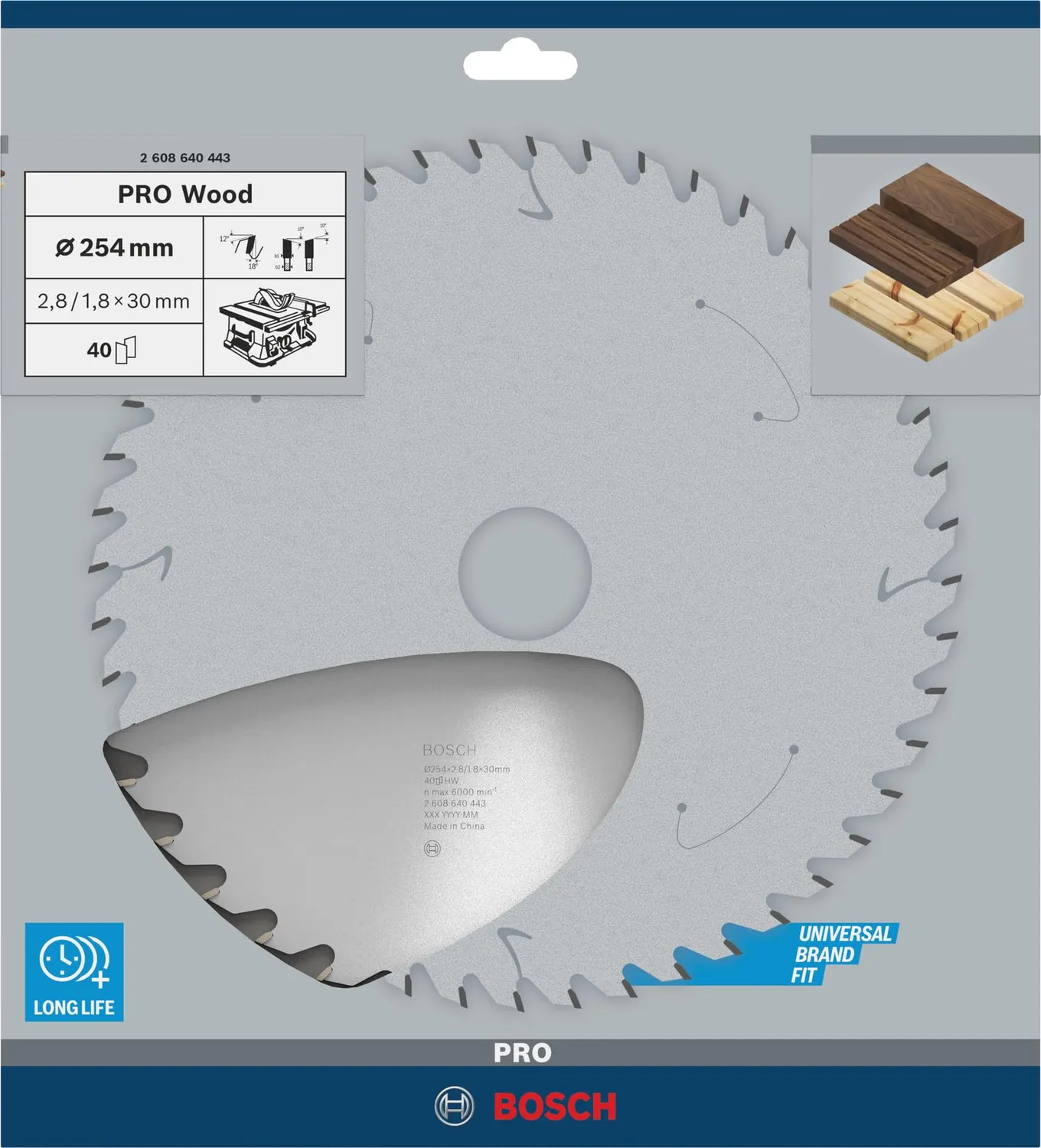 Bosch Optiline lama circolare legno 254x30 mm