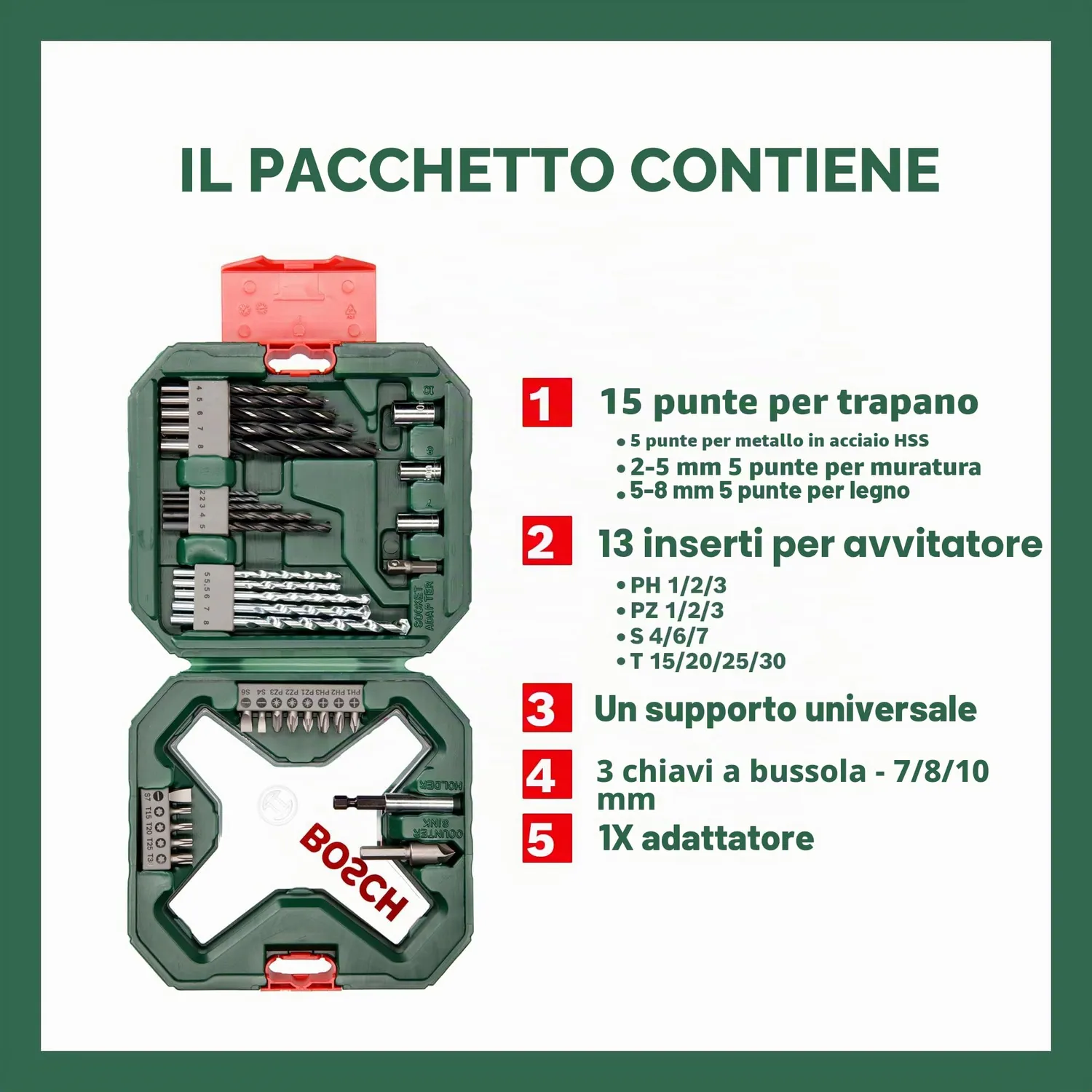 Bosch X-Line Set 34 Pezzi Punte e Bit Titanio