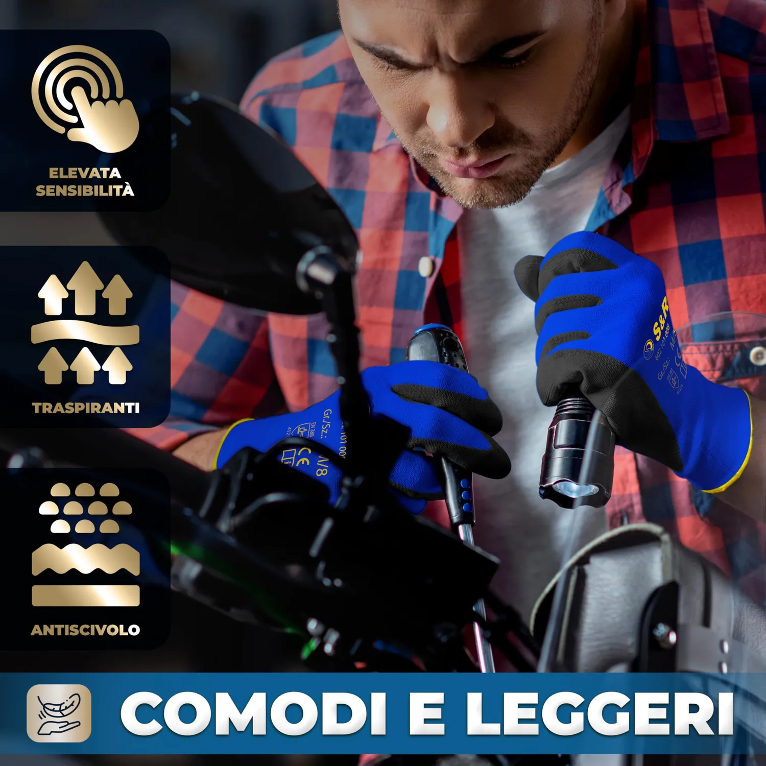 S&R Guanti Lavoro PU 12 Paia XL 10 Leggeri