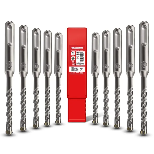Schwabenbach SDS-Plus Set Punte Calcestruzzo 6x110 mm 10 Pz