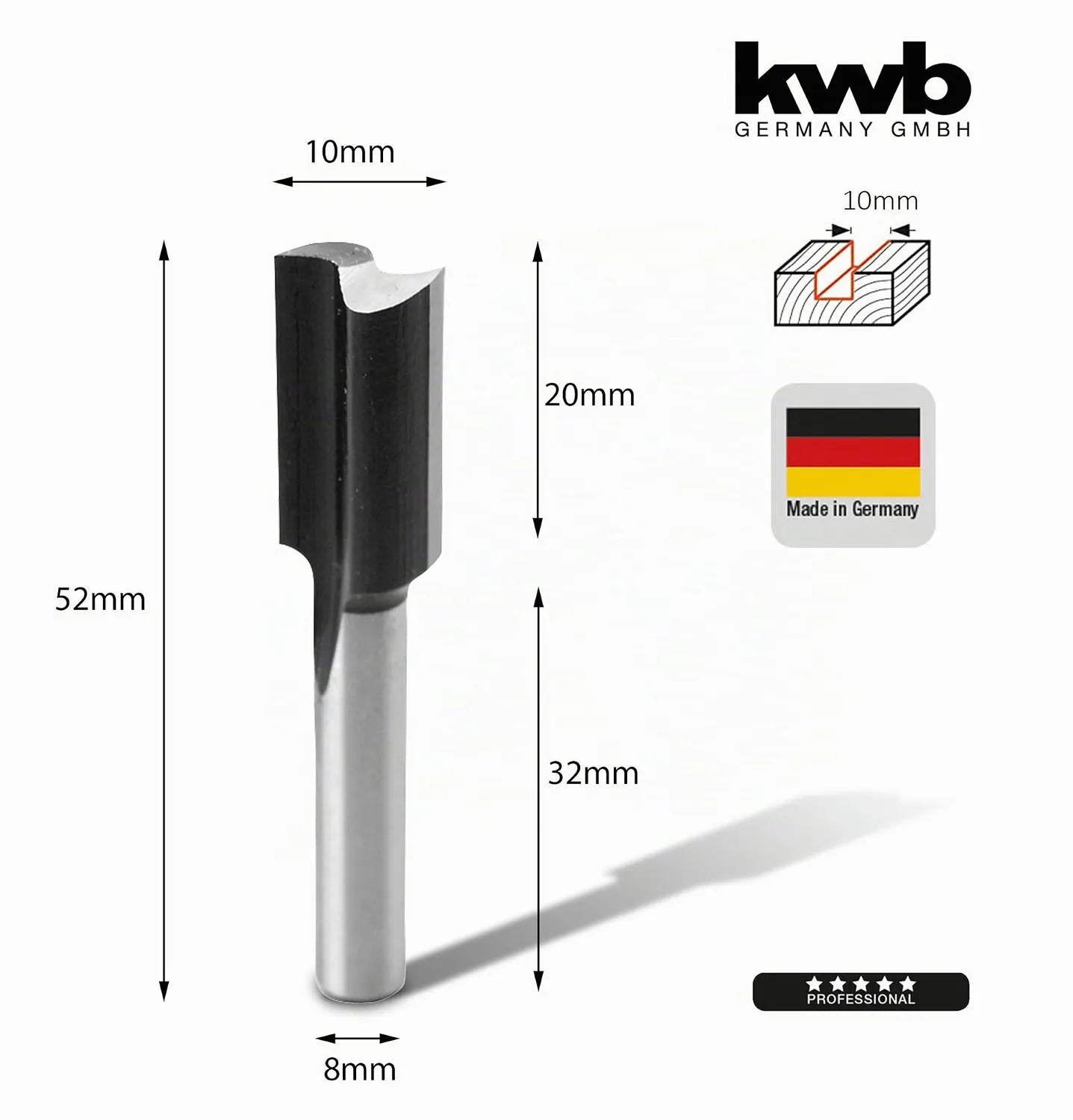 KWB 7510-10 Professional fresa scanalatrice 10 mm gambo 8 mm